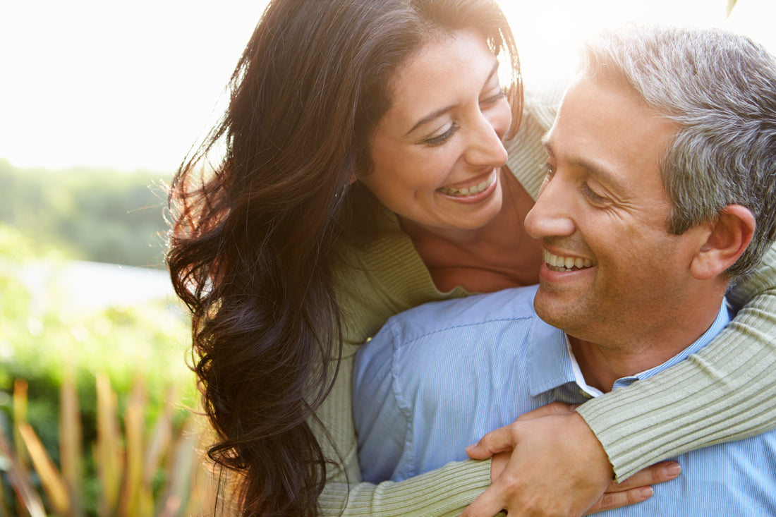 Happy couple, smiling and relaxed